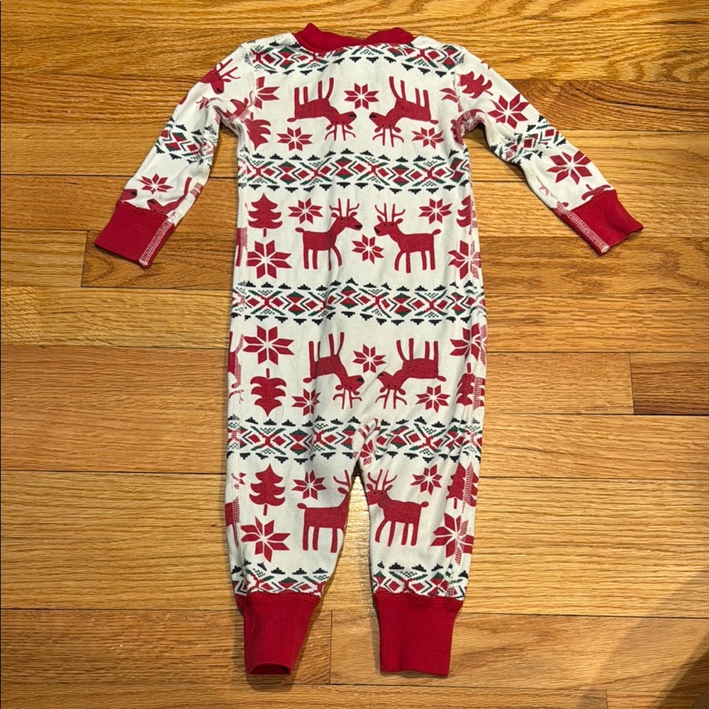 Red and White Reindeer Pattern Onesie - Picture 2 of 4